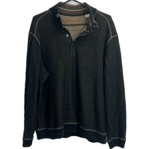 Tommy Bahama Men’s Crewneck Brown Heavyweight Snap-Up Sweatshirt Pullover Size L